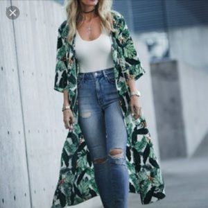 Rachel Zoe Palm Print Duster Dress Kimono